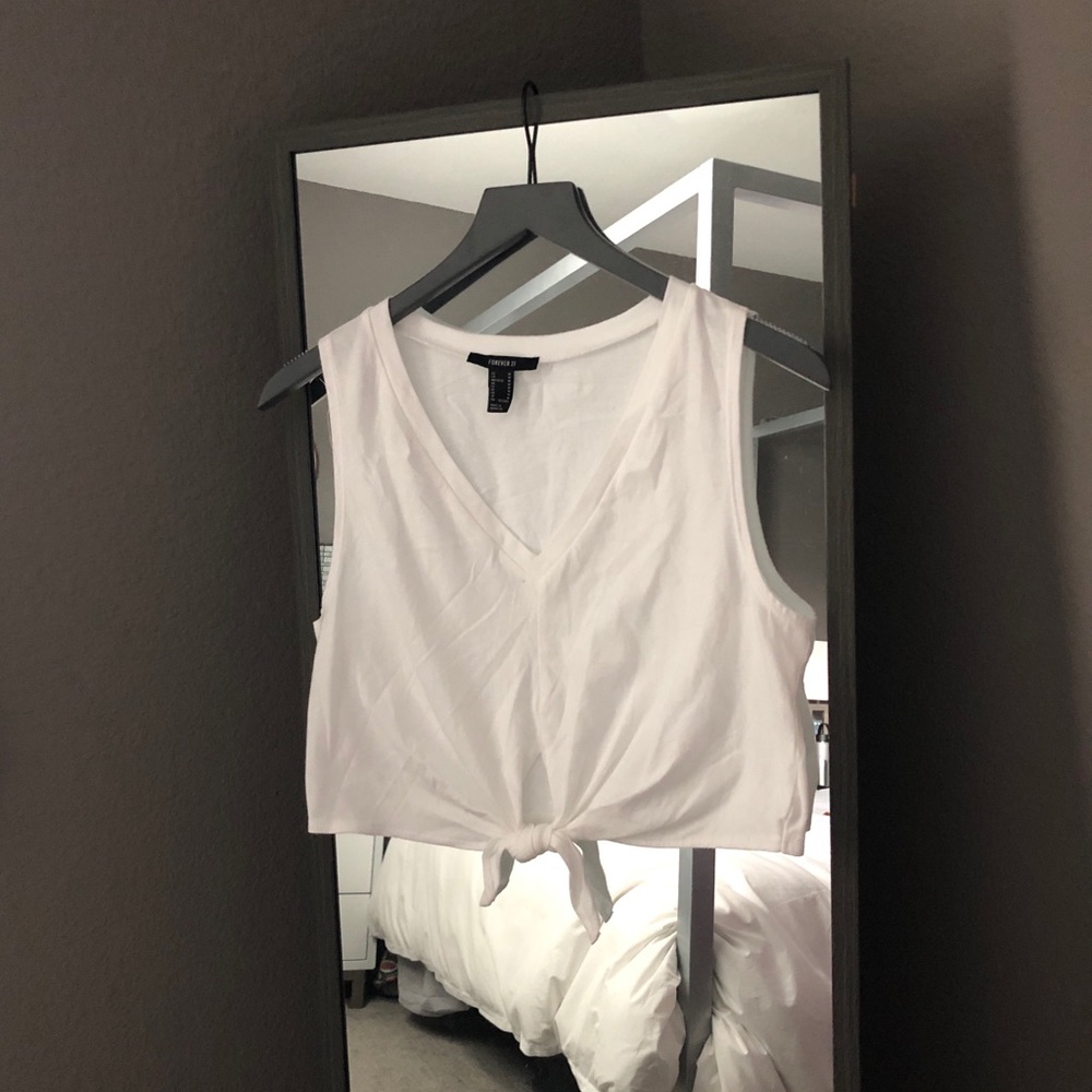 forever 21 white tied tank
